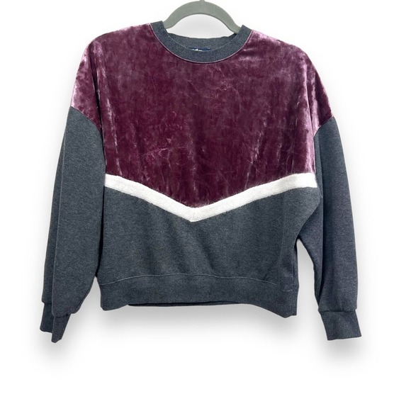 Freshman Sweatshirt Womens Small Gray Purple Velvet Chevron Y2K Dark Goth - Picture 3 of 10
